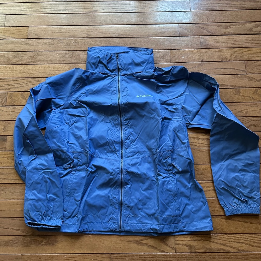 Blue Columbia windbreaker jacket